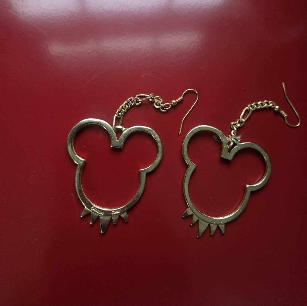Gold Pleated Mickey Mouse Earrings